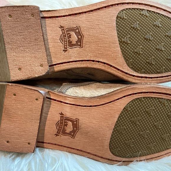 Trask Ali Acid Washed Silver And Tan Polkadot Cowhair Loafers Sz 7 (runs small) - Picture 6 of 9